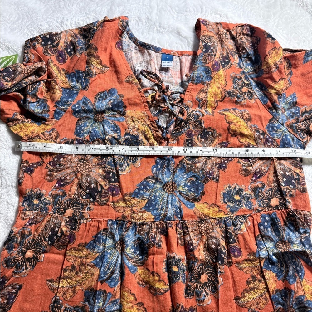 Old Navy Floral Boho Mini Dress Size S Long Sleeve NWT - Picture 5 of 6